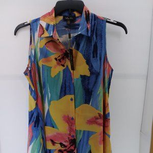 Melissa Paige Women's Multicolor Blouse Size Small Floral‎ Button Sleeveless Top